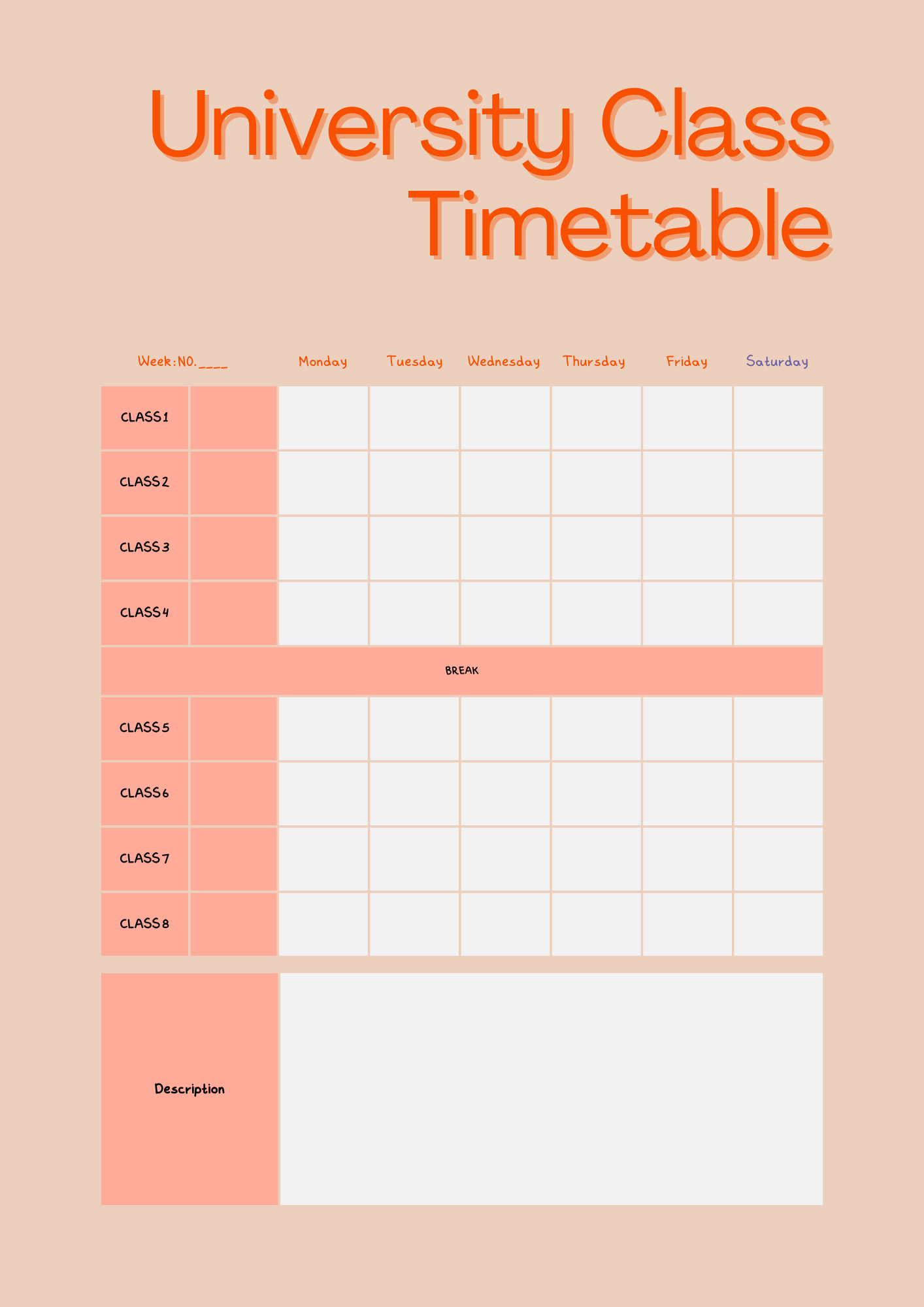 University Class Timetable