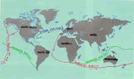 แผนที่แสดงการสำรวจทางบกและทางทะเล