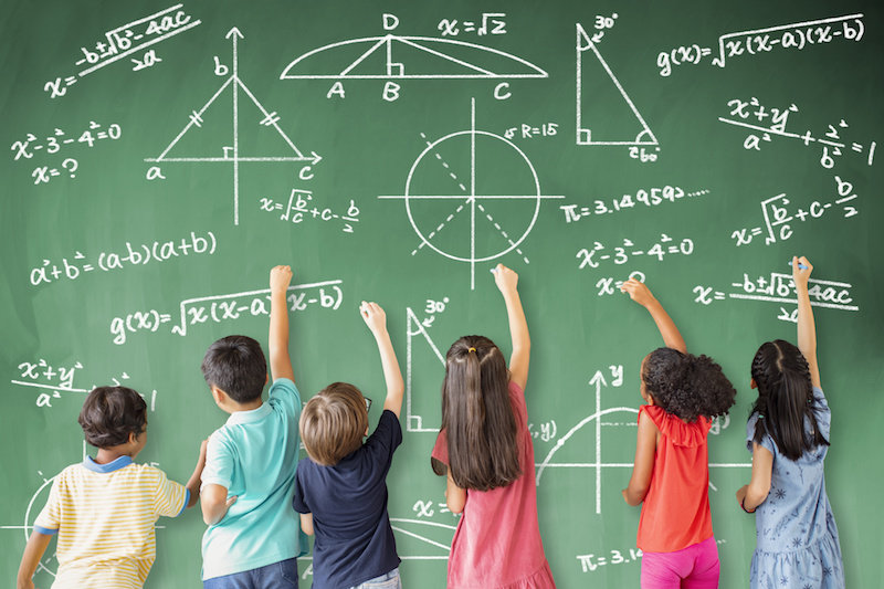 math blackboard children classroom
